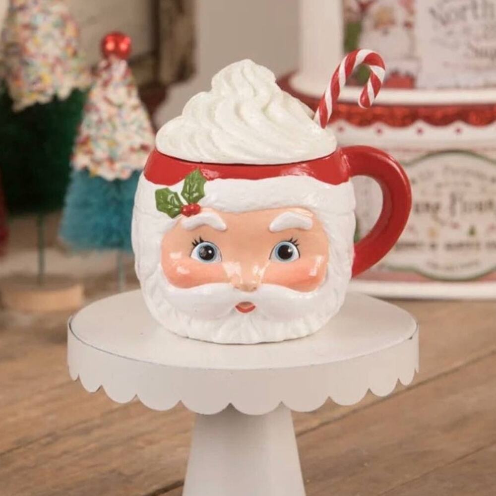 New Bethany Lowe Sweet Tidings Santa Head Mug Container Christmas Claus Bakery